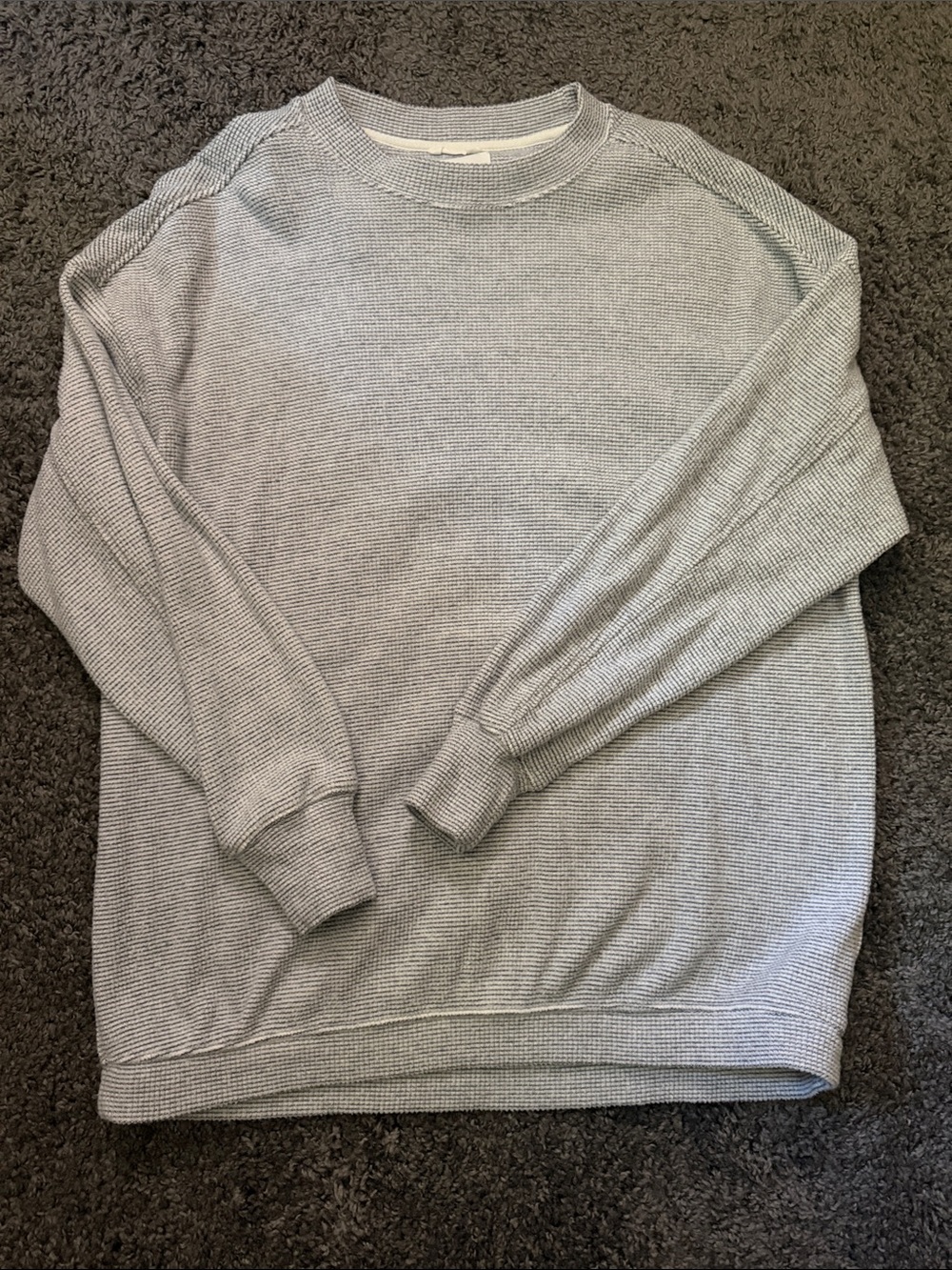 Aerie Waffle Sweatshirt Navy and White Medium
